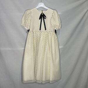 Graci Cream Polka Dot Dress with Wings Girls Size 10 New